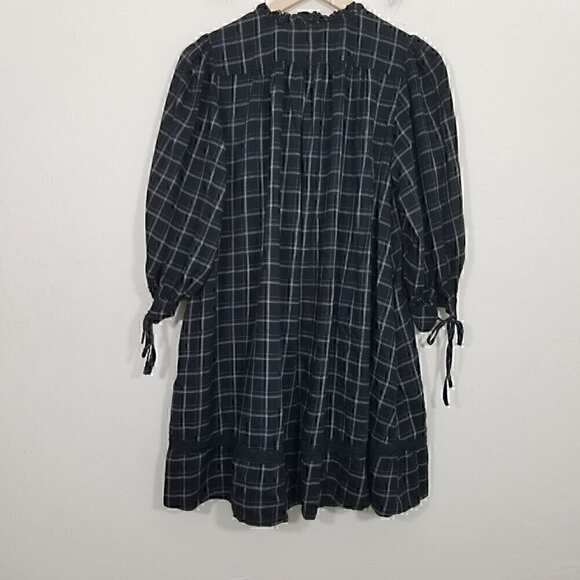 LA VIE Rebecca Taylor Plaid Dress with Pockets Black Size M - Picture 6 of 7